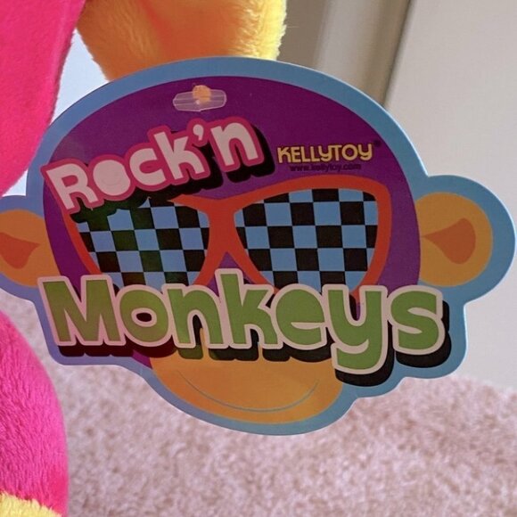 Vintage Kellytoy Pink Rockin’ Monkey Plush - Picture 7 of 9